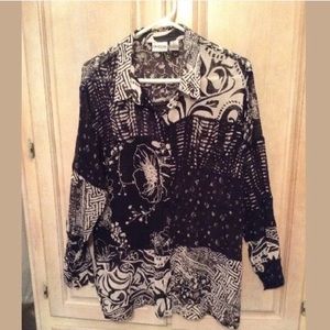 Chico’s 100% SILK  Button Down Tunic Blouse